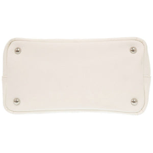 プラダ カナパ パンチング キャンバス ホワイト 2WAY ハンドバッグ ショルダーバッグ トートバッグ 白 1063【中古】PRADA