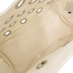 プラダ カナパ パンチング キャンバス ホワイト 2WAY ハンドバッグ ショルダーバッグ トートバッグ 白 1063【中古】PRADA