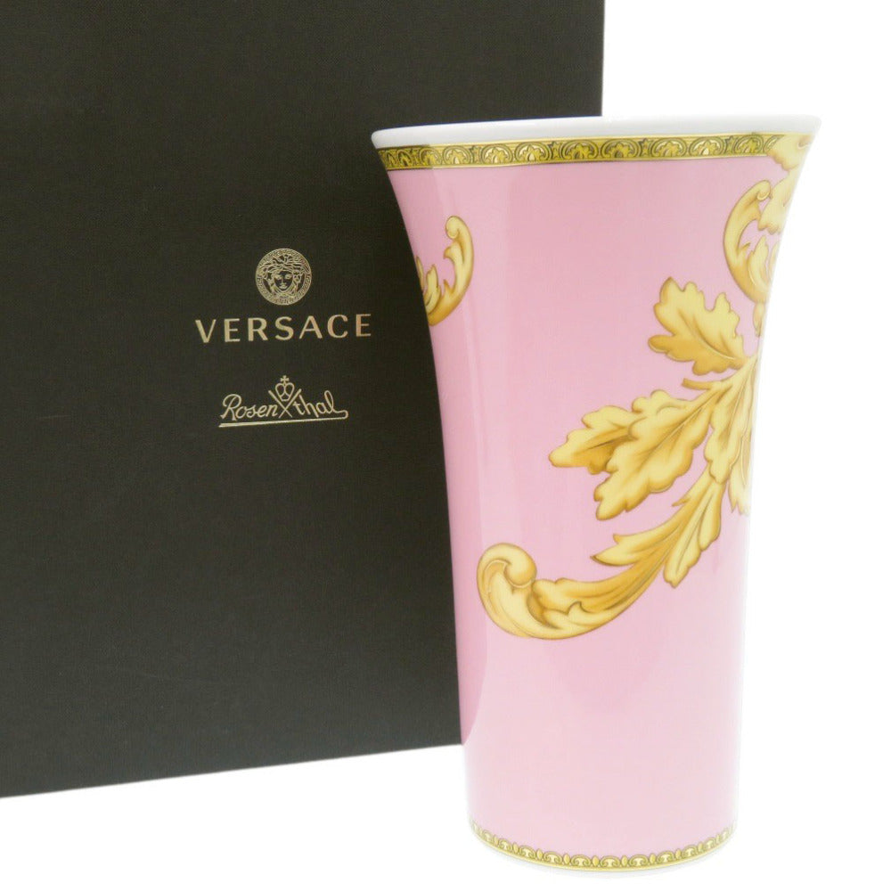 未使用 ヴェルサーチ 花瓶 Les reves Byzantins ポーセリン 磁器 ピンク/イエロー 1082【中古】VERSACE