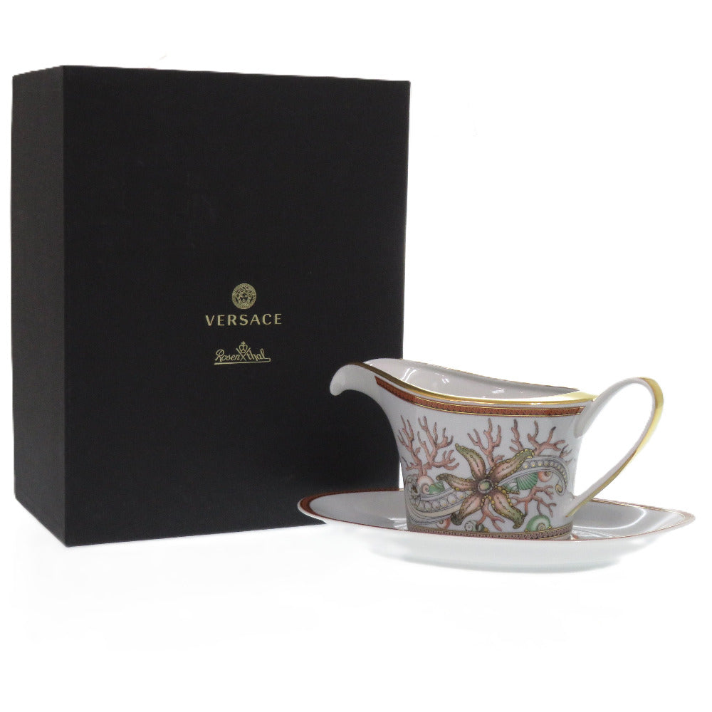 未使用品 ヴェルサーチ Ikarus Vanity rosen thal ローゼンタール 食器 陶器 オレンジ 1084 ソーサー&ポット【中古】VERSACE