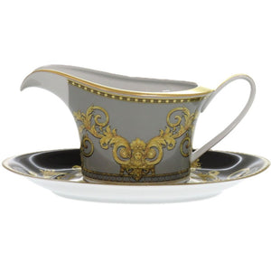 未使用品 ヴェルサーチ Ikarus Med Meandre d'Or rosen thal ローゼンタール 食器 陶器 グレー 1086 ソーサー&ポット【中古】VERSACE