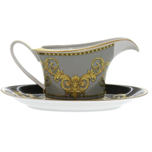 未使用品 ヴェルサーチ Ikarus Med Meandre d'Or rosen thal ローゼンタール 食器 陶器 グレー 1086 ソーサー&ポット【中古】VERSACE