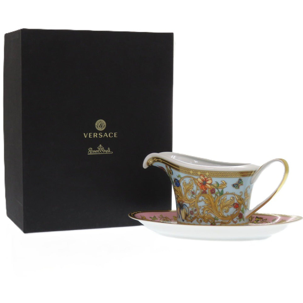 未使用品 ヴェルサーチ Ikarus Med Meandre d'Or rosen thal ローゼンタール 食器 陶器 ピンク 1087 ソーサー&ポット【中古】VERSACE