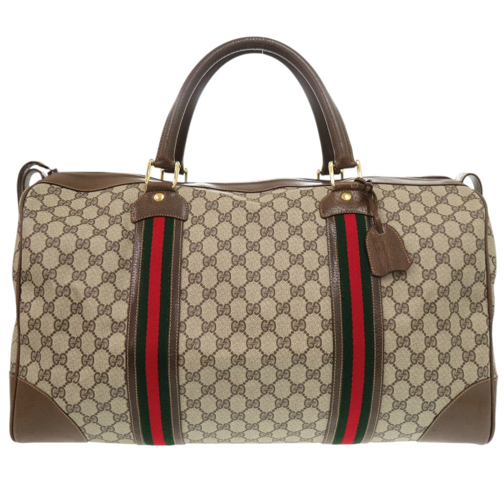 グッチ オールドグッチ GGプラス シェリーライン 001 25 424 GGスプリーム ブラウン 茶 ボストンバッグ 1092【中古】GUCCI