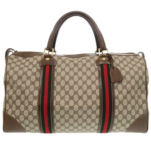 グッチ オールドグッチ GGプラス シェリーライン 001 25 424 GGスプリーム ブラウン 茶 ボストンバッグ 1092【中古】GUCCI