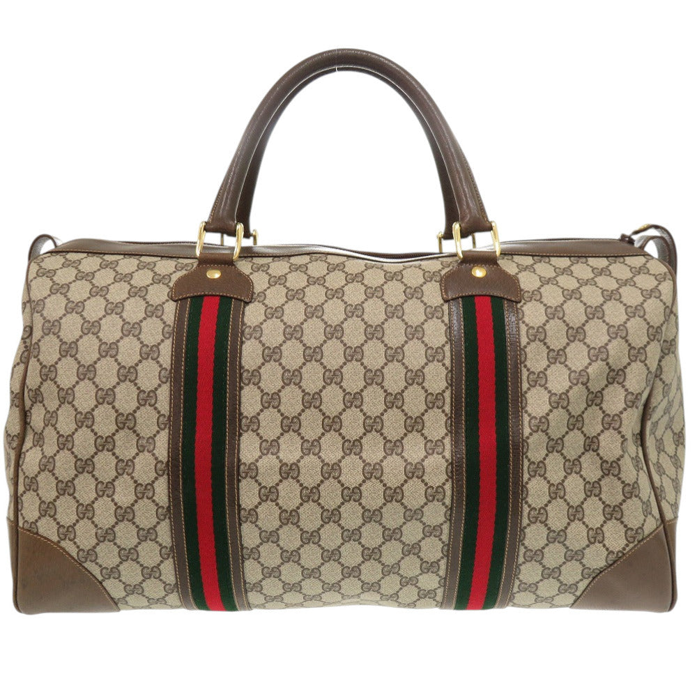 グッチ オールドグッチ GGプラス シェリーライン 001 25 424 GGスプリーム ブラウン 茶 ボストンバッグ 1092【中古】GUCCI