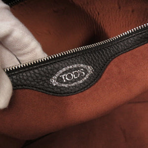 美品 トッズ レザー ブラック トートバッグ 黒 1095【中古】TOD’S