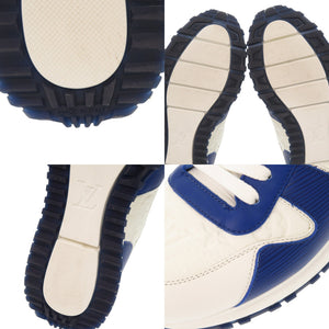 美品 ルイ ヴィトン ランアウェイ サイズ7 レザー ホワイト ブルー スニーカーLV 1098【中古】LOUIS VUITTON メンズ