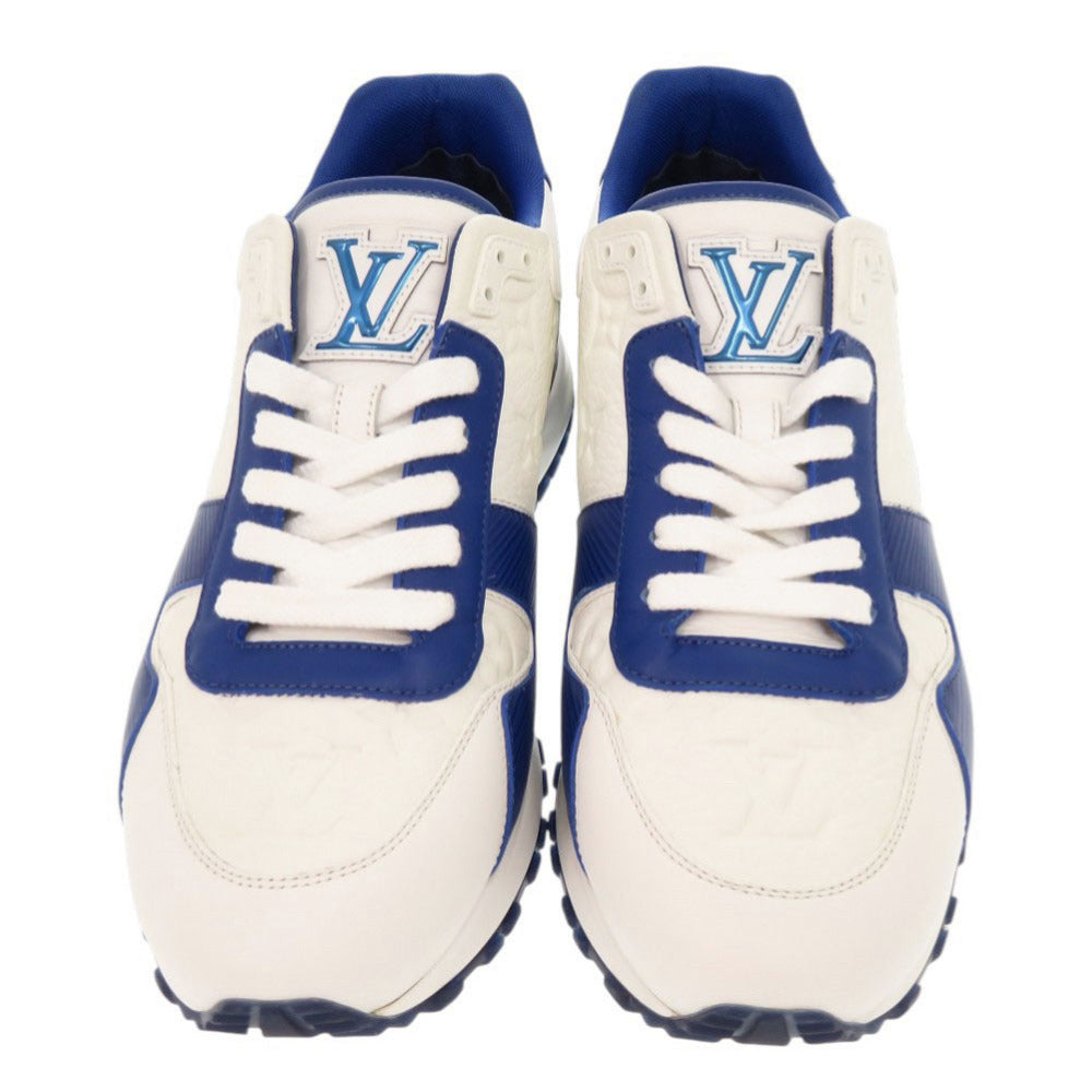 美品 ルイ ヴィトン ランアウェイ サイズ7 レザー ホワイト ブルー スニーカーLV 1098【中古】LOUIS VUITTON メンズ