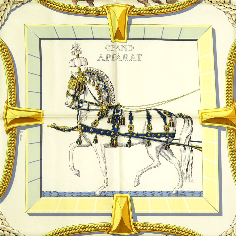 新品同様 エルメス カレ90 GRAND APPARAT グラン アパラ シルク マルチカラー スカーフ 1099【中古】HERMES