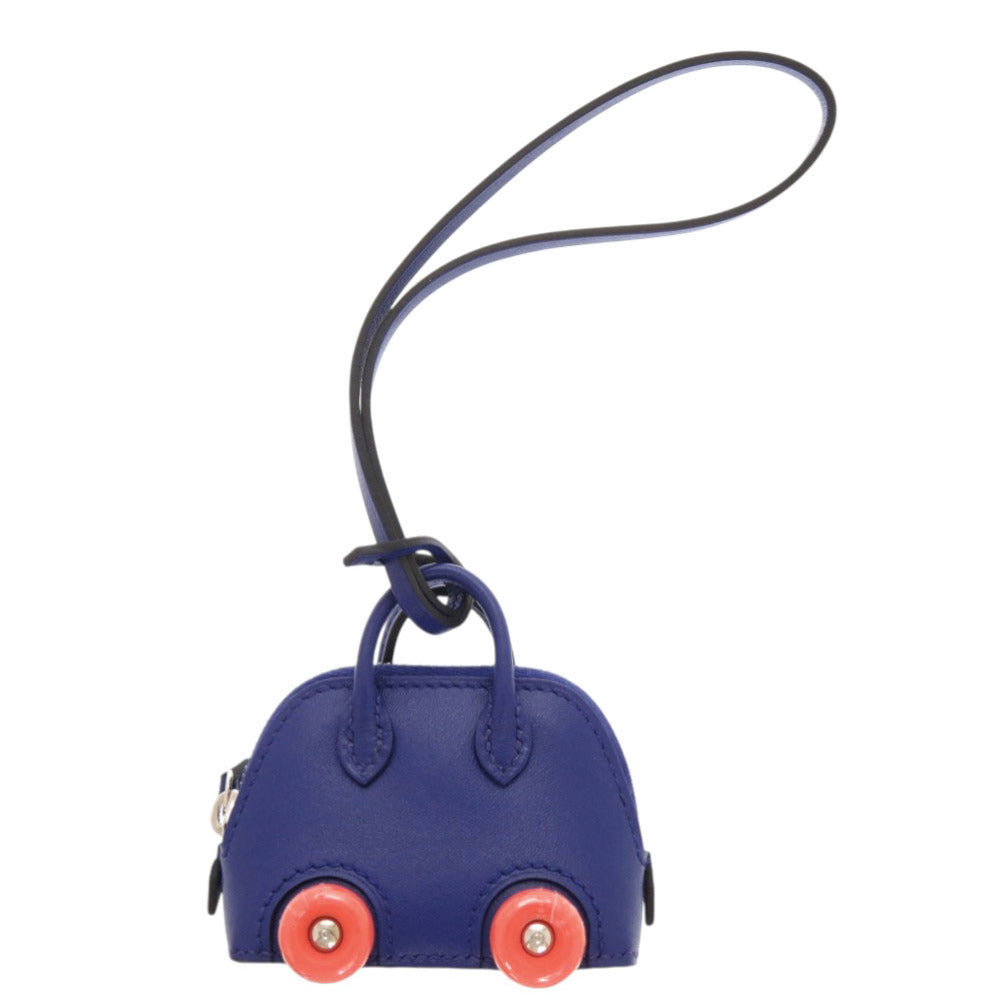 未使用品 エルメス ボリード オン ホイールズ ヴォースイフト ブルーサフィール シルバー金具 B刻印(2023年製) バッグチャーム キーホルダー 1106【中古】HERMES