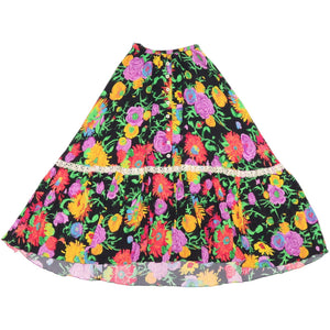 美品 グッチ ケン スコット プリント レーヨン コットン ブラック 黒 ロングスカート 1113【中古】GUCCI