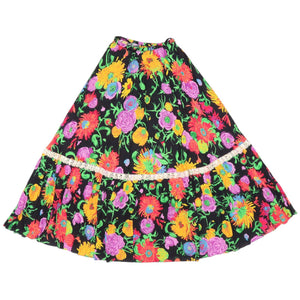 美品 グッチ ケン スコット プリント レーヨン コットン ブラック 黒 ロングスカート 1113【中古】GUCCI