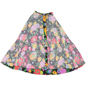 美品 グッチ ケン スコット プリント レーヨン コットン ブラック 黒 ロングスカート 1113【中古】GUCCI