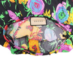 美品 グッチ ケン スコット プリント レーヨン コットン ブラック 黒 ロングスカート 1113【中古】GUCCI