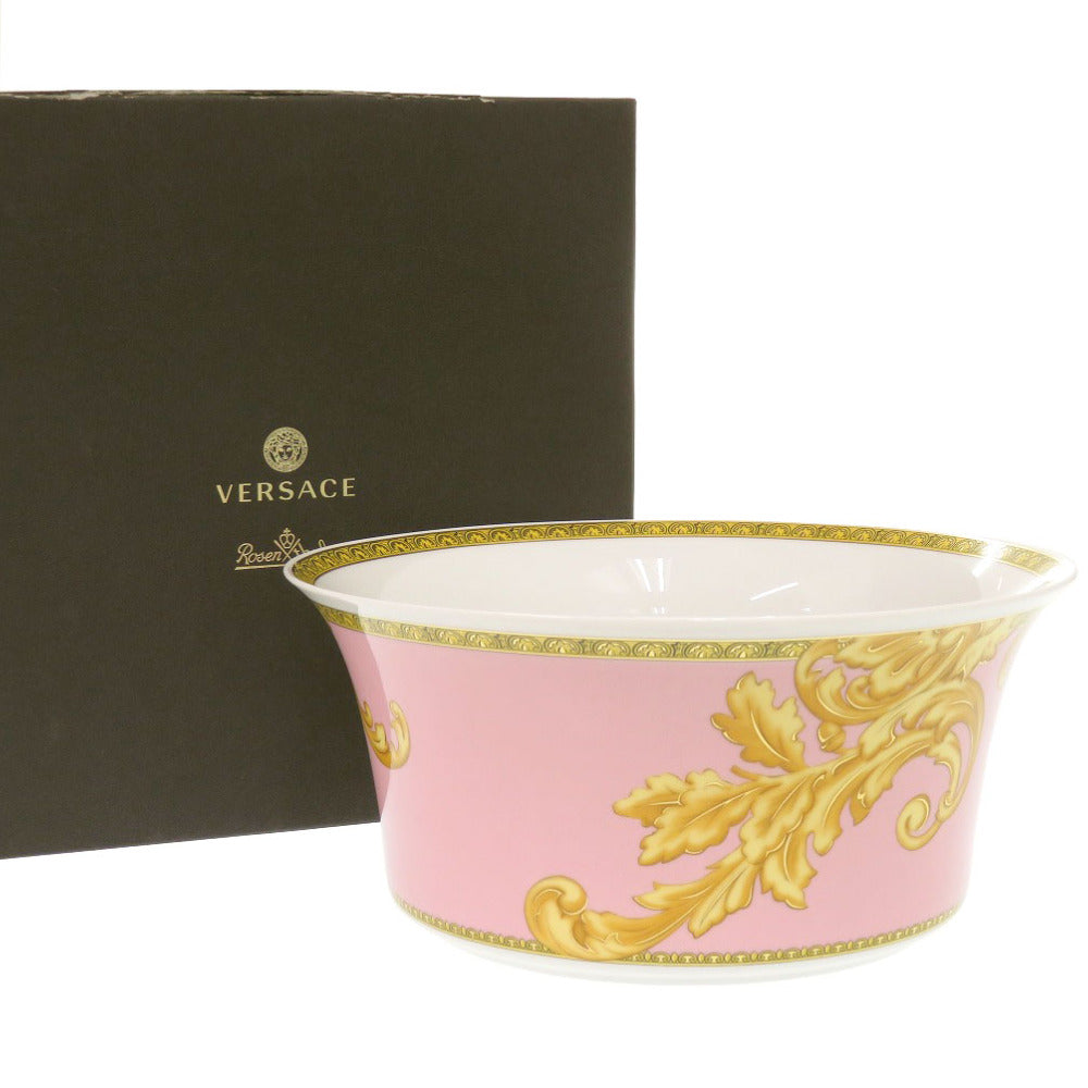 未使用 ヴェルサーチ サラダボウル Les reves Byzantins ポーセリン 磁器 ピンク/イエロー 食器 1125【中古】VERSACE