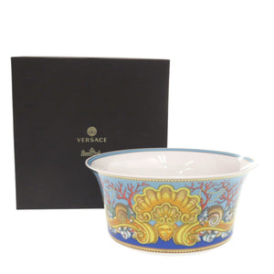 未使用 ヴェルサーチ サラダボウル Les Tresors de la Me ポーセリン 磁器 ブルー イエロー 食器 1143【中古】VERSACE