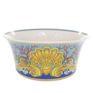 未使用 ヴェルサーチ サラダボウル Les Tresors de la Me ポーセリン 磁器 ブルー イエロー 食器 1143【中古】VERSACE
