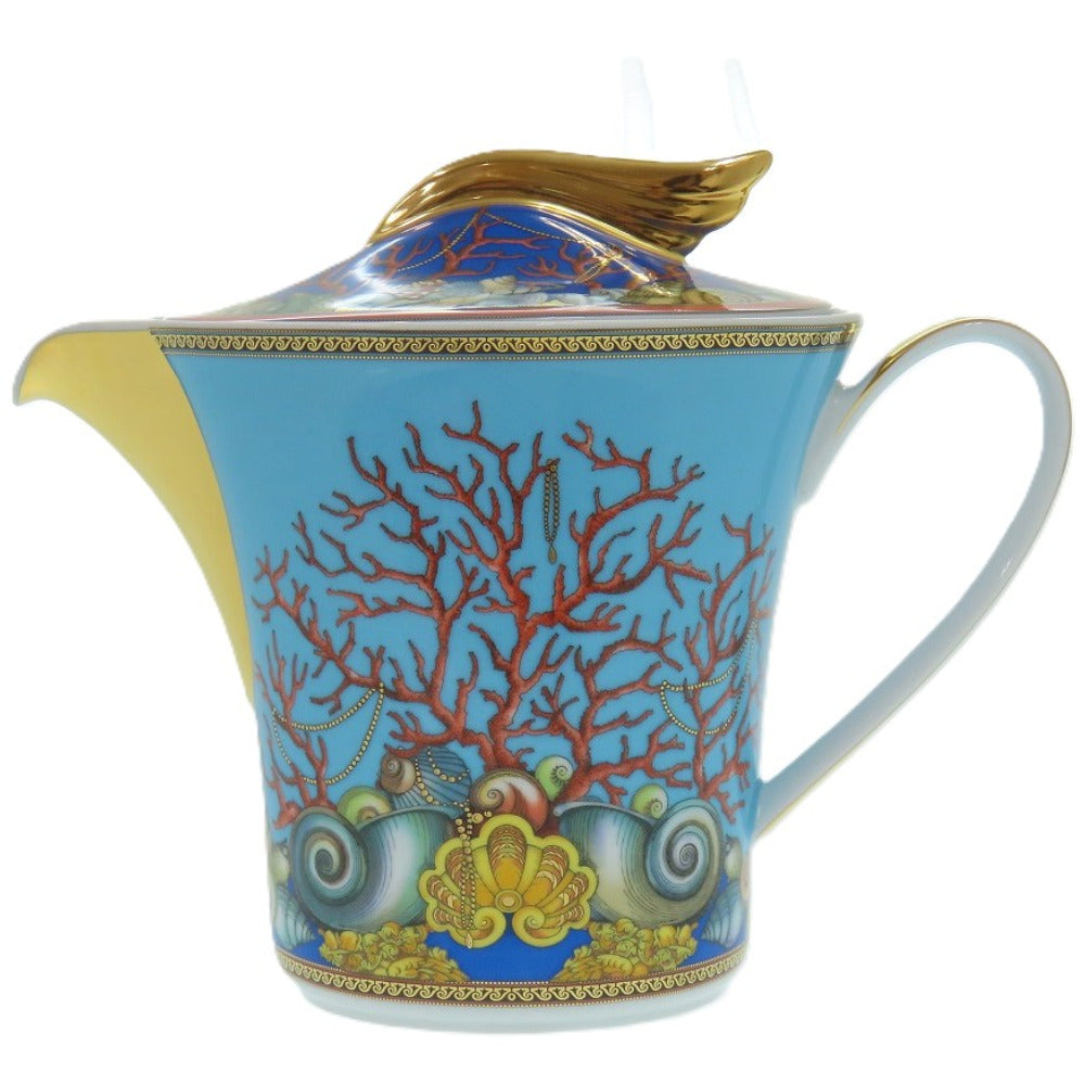 未使用品 ヴェルサーチ Les Tresors de la Me Rosenthal ローゼンタール 食器 陶器 ブルー 1144 ティーポット【中古】VERSACE