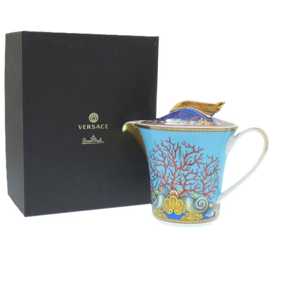 未使用品 ヴェルサーチ Les Tresors de la Me Rosenthal ローゼンタール 食器 陶器 ブルー 1144 ティーポット【中古】VERSACE