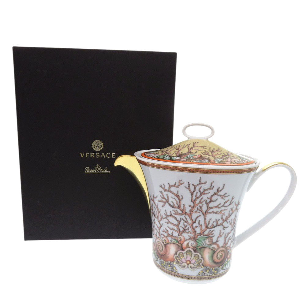 未使用 ヴェルサーチ ポット Etoiles de la Mer ポーセリン 磁器 オレンジ 1145【中古】VERSACE