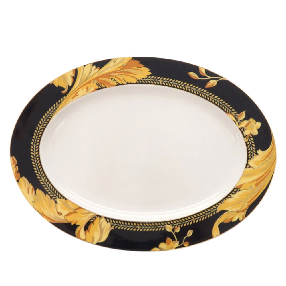 未使用 ヴェルサーチ プレート Vanity バニティ ポーセリン 磁器 ブラック 食器 黒 ゴールド 1155【中古】VERSACE