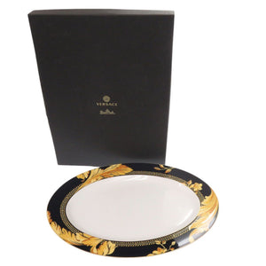未使用 ヴェルサーチ プレート Vanity バニティ ポーセリン 磁器 ブラック 食器 黒 ゴールド 1156【中古】VERSACE