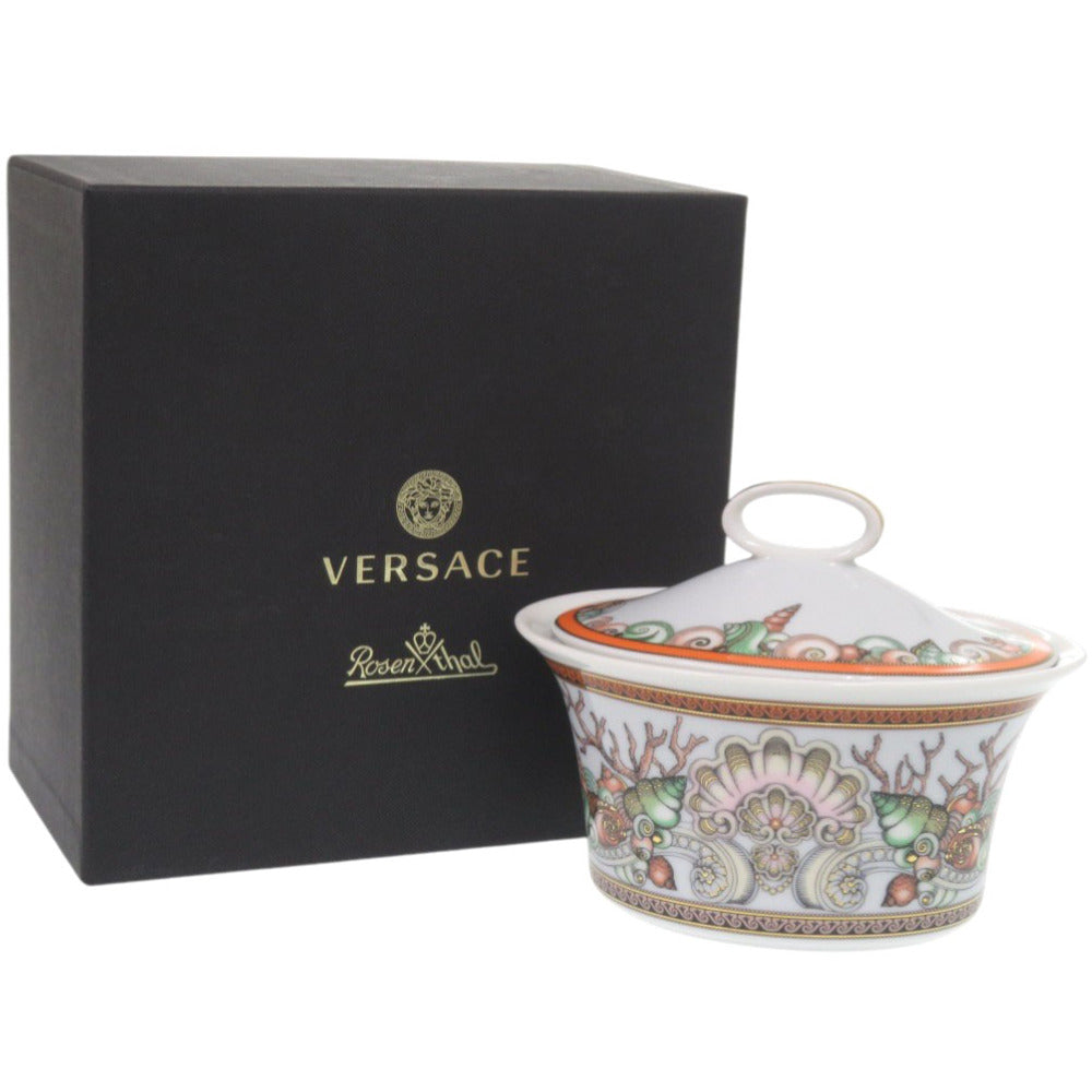 未使用 ヴェルサーチ シュガーボウル サンゴ 巻貝 Etoiles de la Mer ポーセリン 磁器 マルチカラー 1161【中古】VERSACE