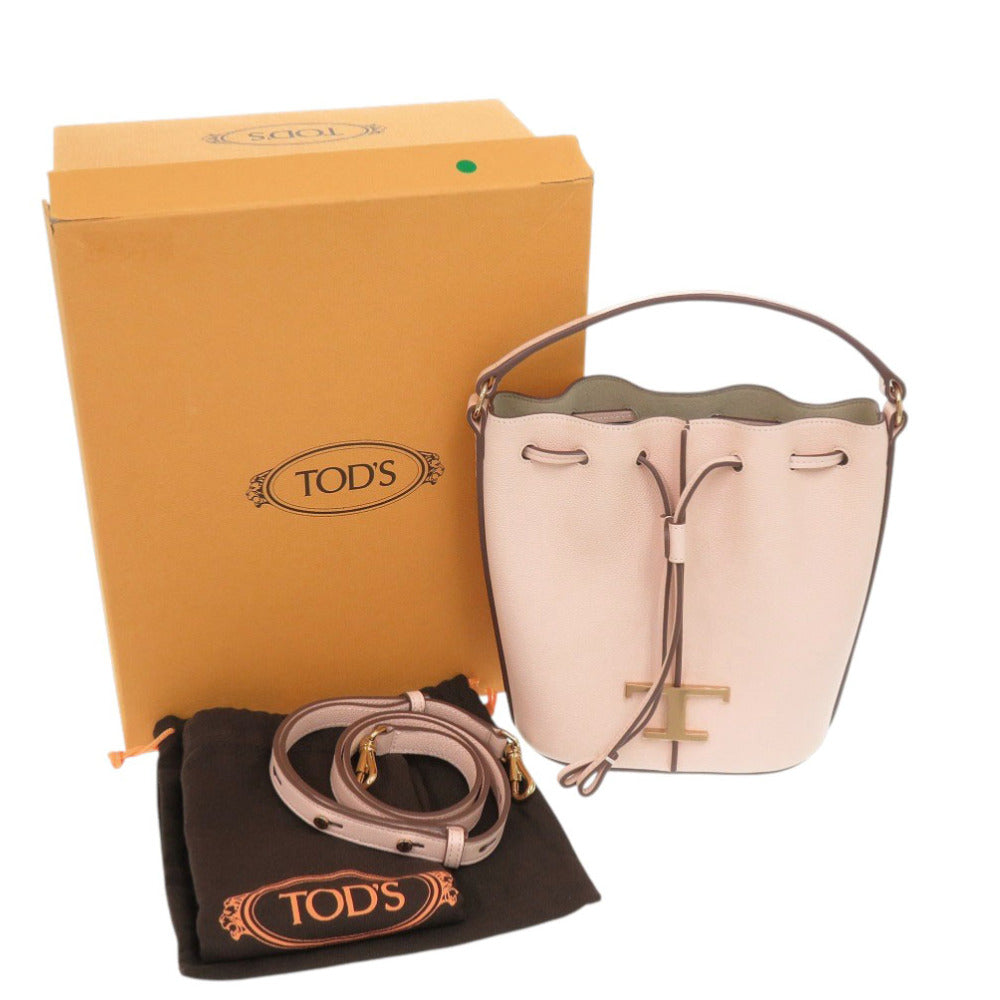 未使用 トッズ バケットバッグ T タイムレス XBWTSAQ0000Q8E レザー ピンク 2way ハンドバッグ 1182【中古】TOD’S