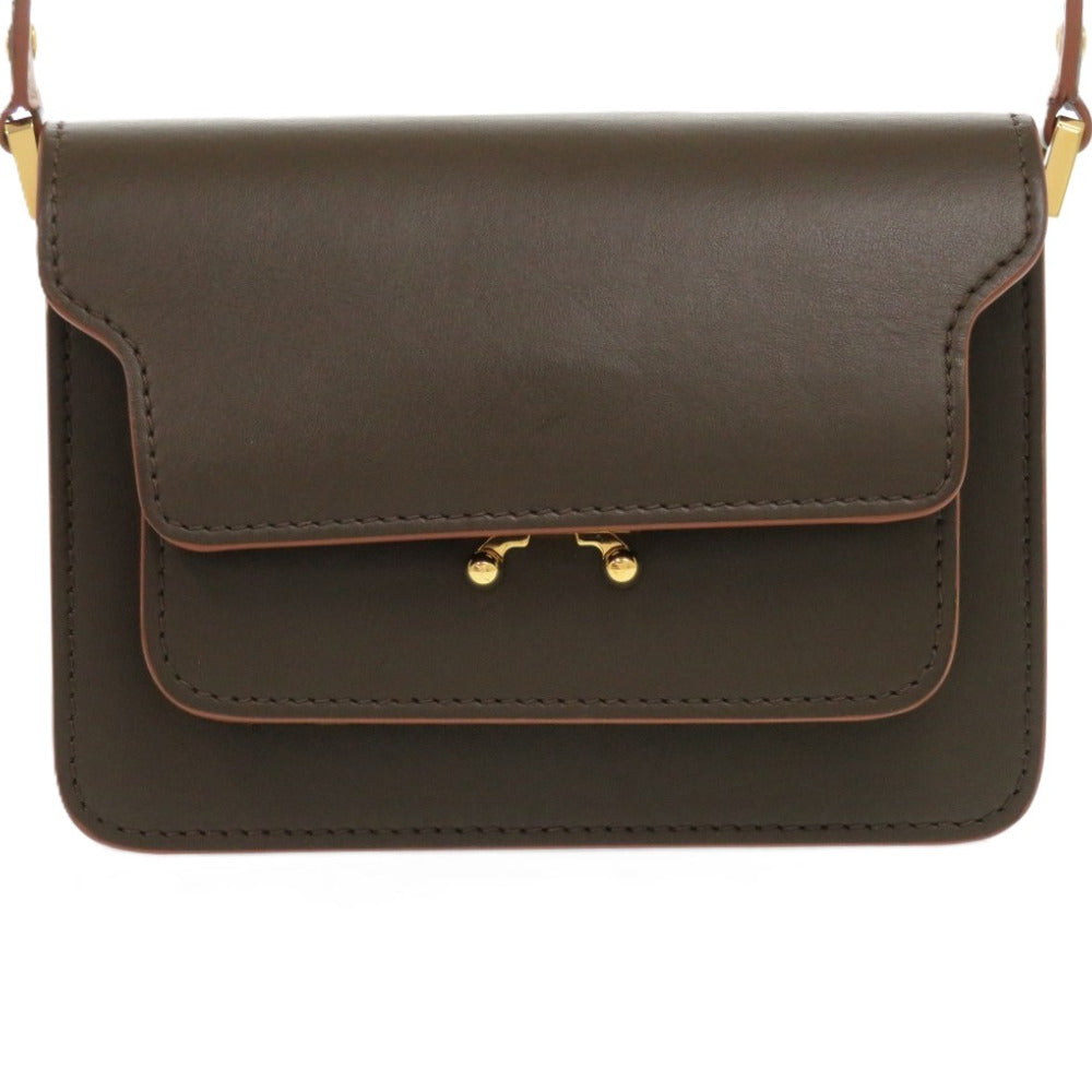 新品同様 マルニ ミニ トランク レザー ブラウン 1191 ショルダーバッグ【中古】MARNI