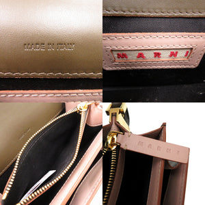 新品同様 マルニ ミニ トランク レザー ブラウン 1191 ショルダーバッグ【中古】MARNI