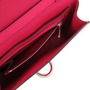 新品同様 エルメス コンパクトウォレット シェーヌダンクル シェーブル ローズエクストリーム B刻印 二つ折り財布 1192【中古】HERMES