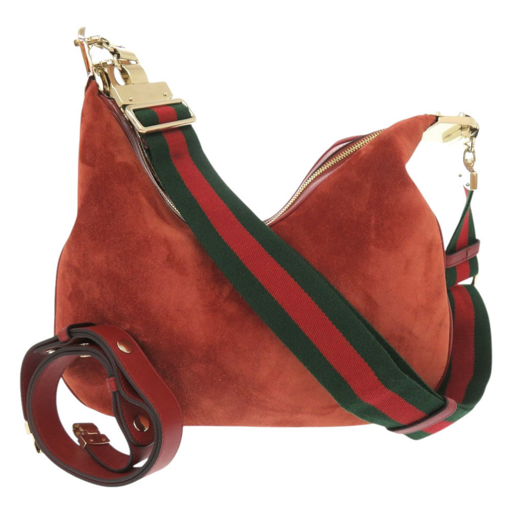 美品 グッチ アタッシェ 702823 スエード レッド系 ショルダーバッグ 1194【中古】GUCCI