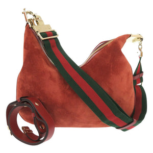 美品 グッチ アタッシェ 702823 スエード レッド系 ショルダーバッグ 1194【中古】GUCCI