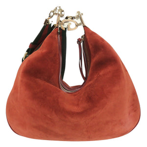 美品 グッチ アタッシェ 702823 スエード レッド系 ショルダーバッグ 1194【中古】GUCCI