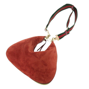 美品 グッチ アタッシェ 702823 スエード レッド系 ショルダーバッグ 1194【中古】GUCCI