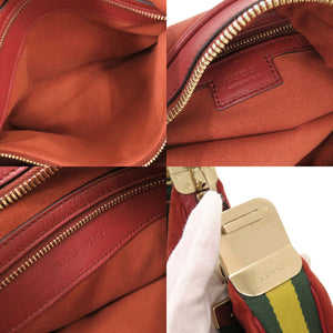 美品 グッチ アタッシェ 702823 スエード レッド系 ショルダーバッグ 1194【中古】GUCCI