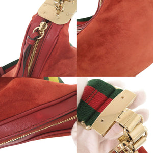 美品 グッチ アタッシェ 702823 スエード レッド系 ショルダーバッグ 1194【中古】GUCCI