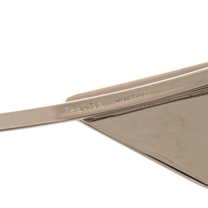 美品 プラダ ヘアピン トライアングルロゴ ホワイト シルバー アクセサリー 1202 【中古】 PRADA