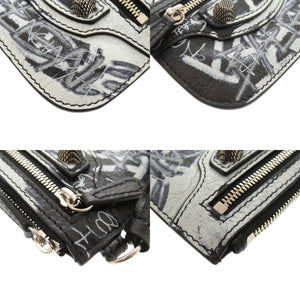 新品同様 バレンシアガ ル カゴール グラフィティ 776769 レザー ブラック ブルー系 コインケース 1206【中古】BALENCIAGA