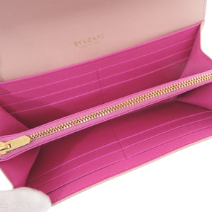 新品同様 ブルガリ レザー ピンク 長財布 1209【中古】BVLGARI