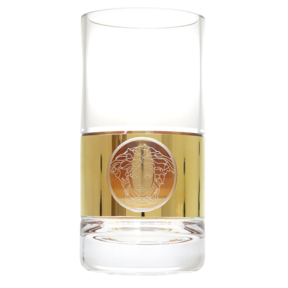 未使用 ヴェルサーチ Medusa Madness Gold Longdrink large ガラス クリア グラス 1222【中古】VERSACE