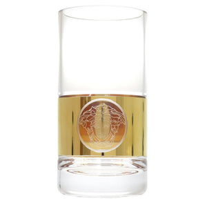 未使用 ヴェルサーチ Medusa Madness Gold Longdrink large ガラス クリア グラス 1222【中古】VERSACE