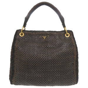 プラダ マドラス BR4801 レザー ブラウン ブラック ワンショルダーバッグ ハンドバッグ 1229【中古】PRADA