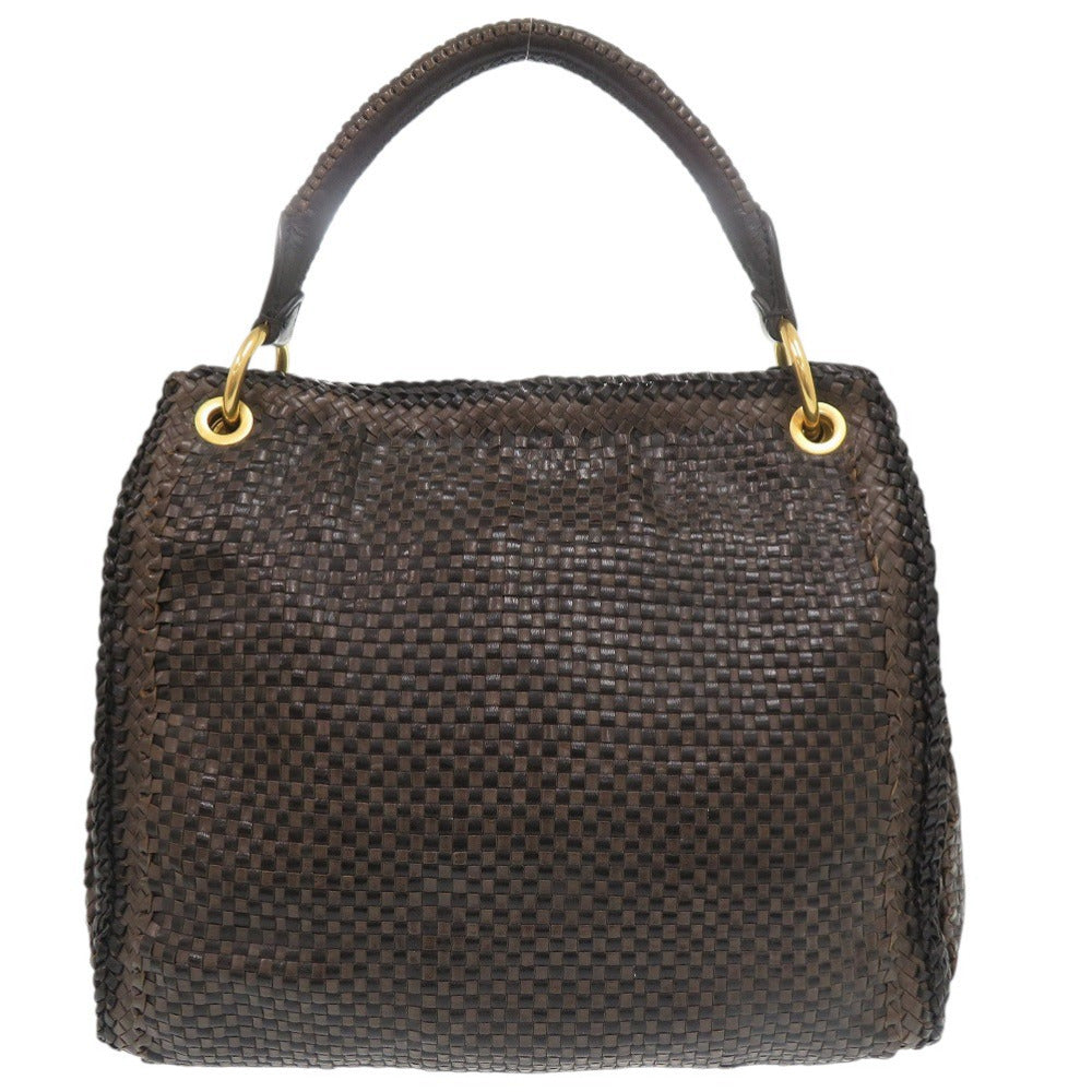 プラダ マドラス BR4801 レザー ブラウン ブラック ワンショルダーバッグ ハンドバッグ 1229【中古】PRADA