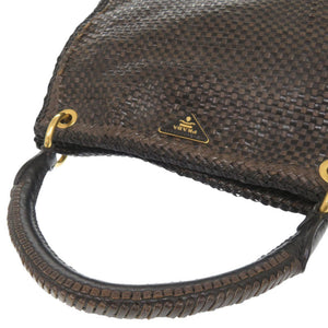 プラダ マドラス BR4801 レザー ブラウン ブラック ワンショルダーバッグ ハンドバッグ 1229【中古】PRADA