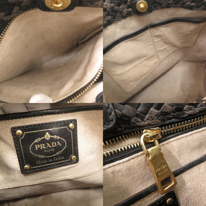 プラダ マドラス BR4801 レザー ブラウン ブラック ワンショルダーバッグ ハンドバッグ 1229【中古】PRADA