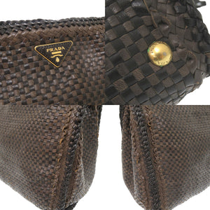 プラダ マドラス BR4801 レザー ブラウン ブラック ワンショルダーバッグ ハンドバッグ 1229【中古】PRADA