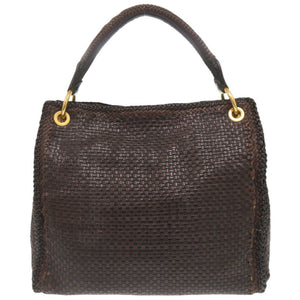 プラダ マドラス BR4801 レザー ブラウン ブラック ワンショルダーバッグ ハンドバッグ 1230【中古】PRADA