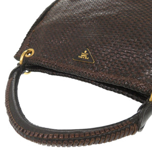 プラダ マドラス BR4801 レザー ブラウン ブラック ワンショルダーバッグ ハンドバッグ 1230【中古】PRADA